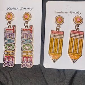 New! Teacher earrings! Comes with both pair!🚌